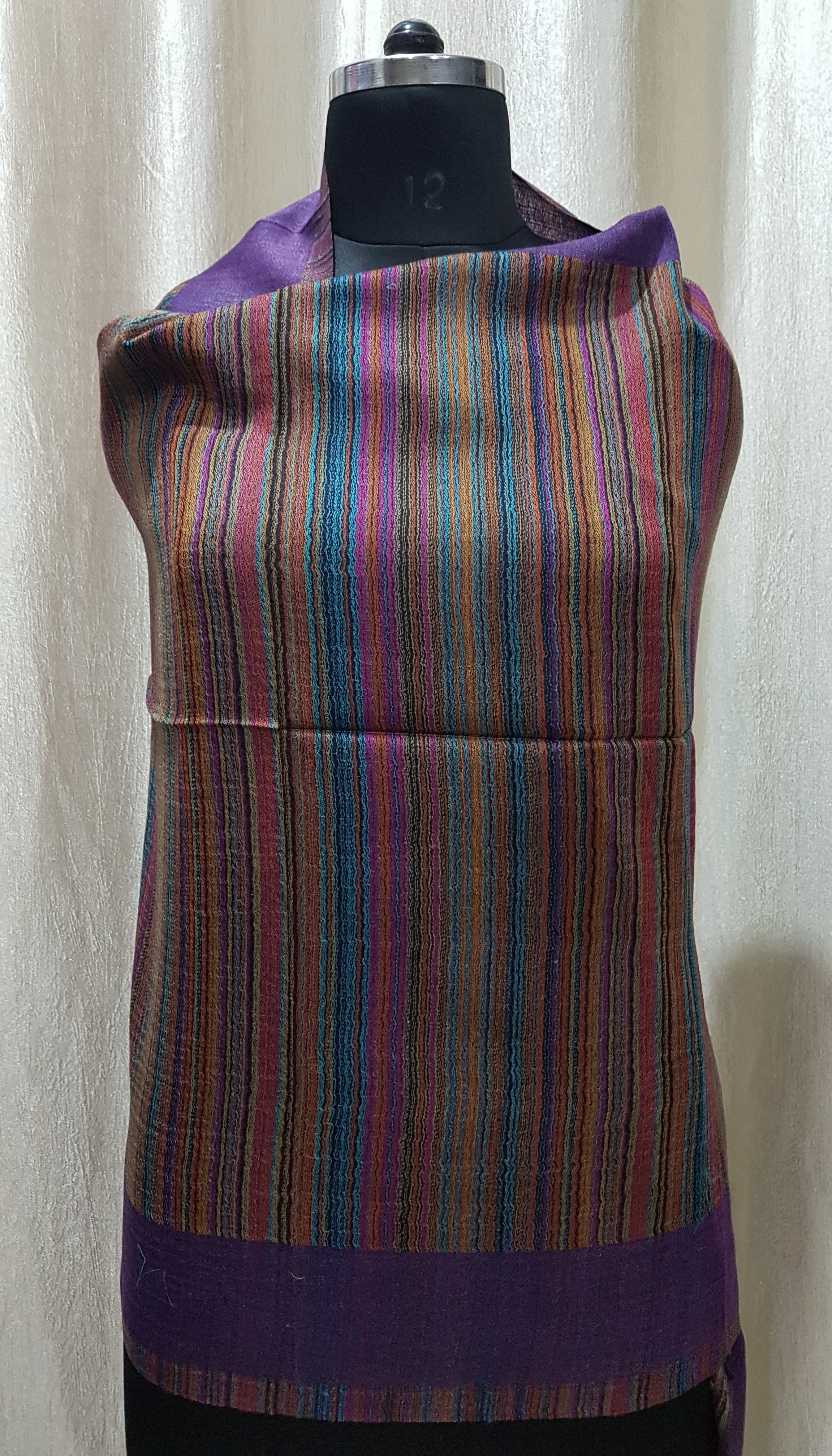 Assorted Fine Wool Reversible Stripes Stole