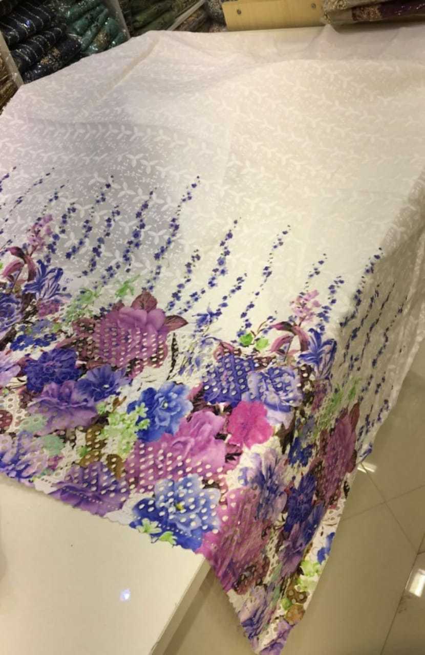 Cotton Embroidery Borer Fabrics - Fancy Borer Work Design | All Seasons, Embroidered Patterns