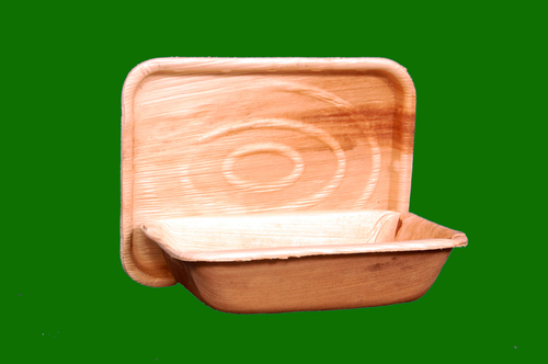 Areca Food Box - Areca Leaf, 500 ML, Rectangular 7x5.5 Top x 6.5x5 Bottom, Brown | Eco-friendly, Biodegradable, Microwave-safe, Lightweight