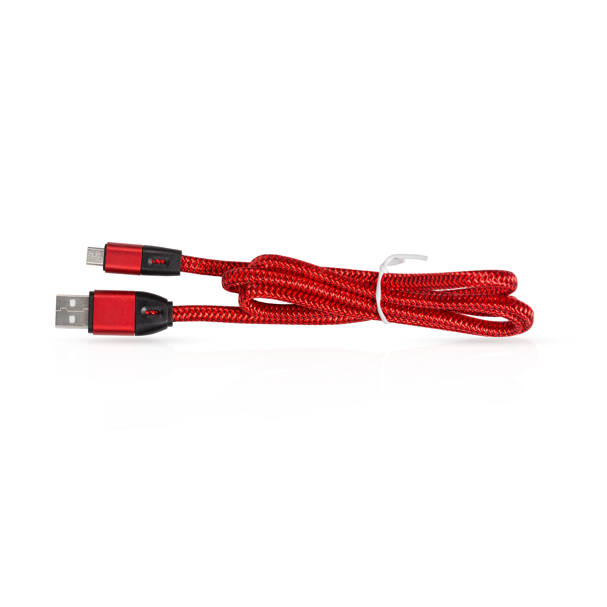 Extra Strong Usb Data Cable - 1m, Fast Charging 2.4a, Red Plastic And Rubber, Easy Plug & Sync