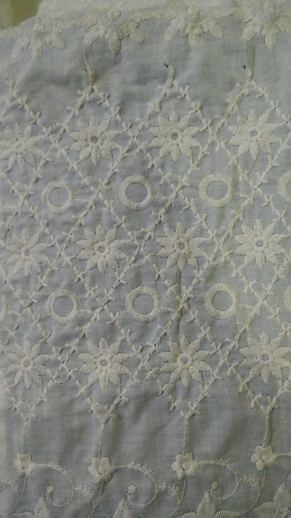 Designer Border Work Patch - Cotton Borer Fabric, White Color, Suitable For All Seasons | Cool Dry Feature, Ethnic Design For Garment Exporters