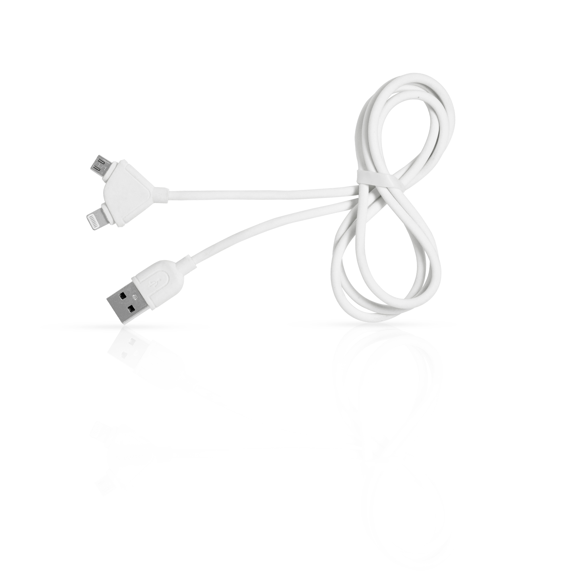 Iphone Cable(y Shape) (2 In 1) - Plastic And Rubber, 1m Length, Sky-blue Color, Fast Charging 2.4a, Durable Design For Long Term Use
