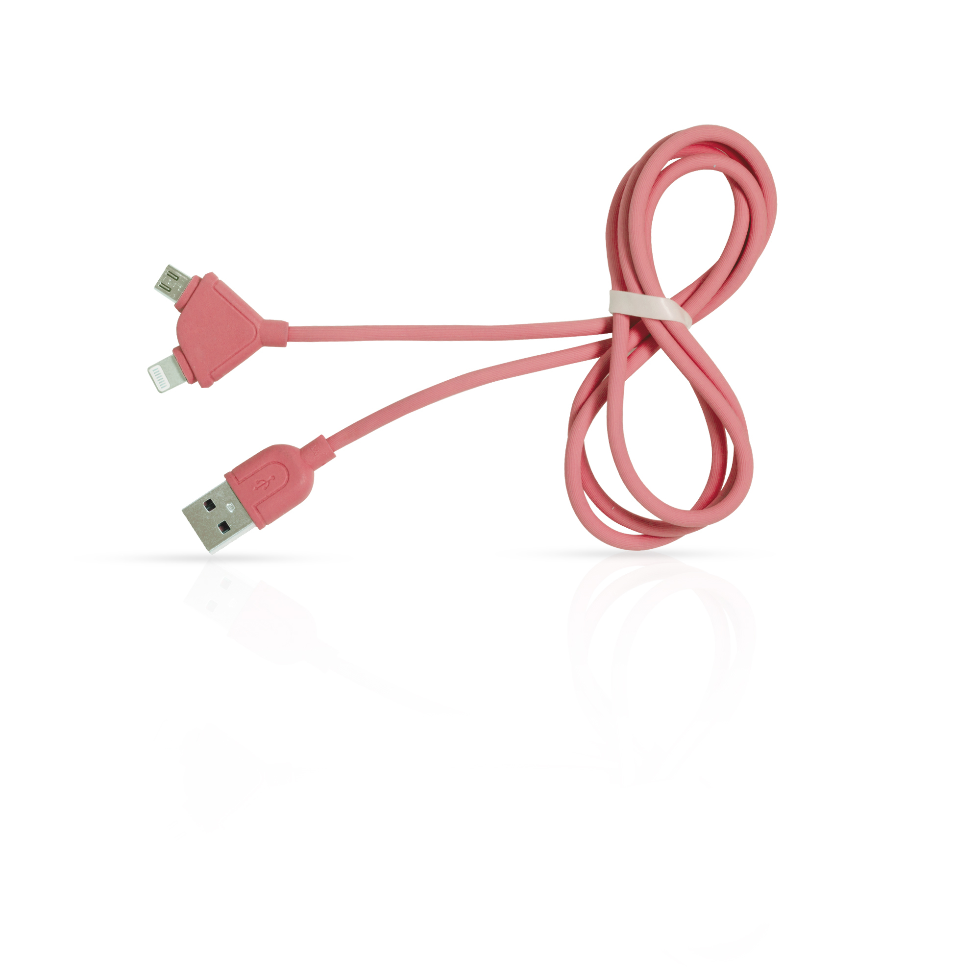 Iphone Cable(y Shape) (2 In 1) - Plastic And Rubber, 1m Length, Sky-blue Color, Fast Charging 2.4a, Durable Design For Long Term Use