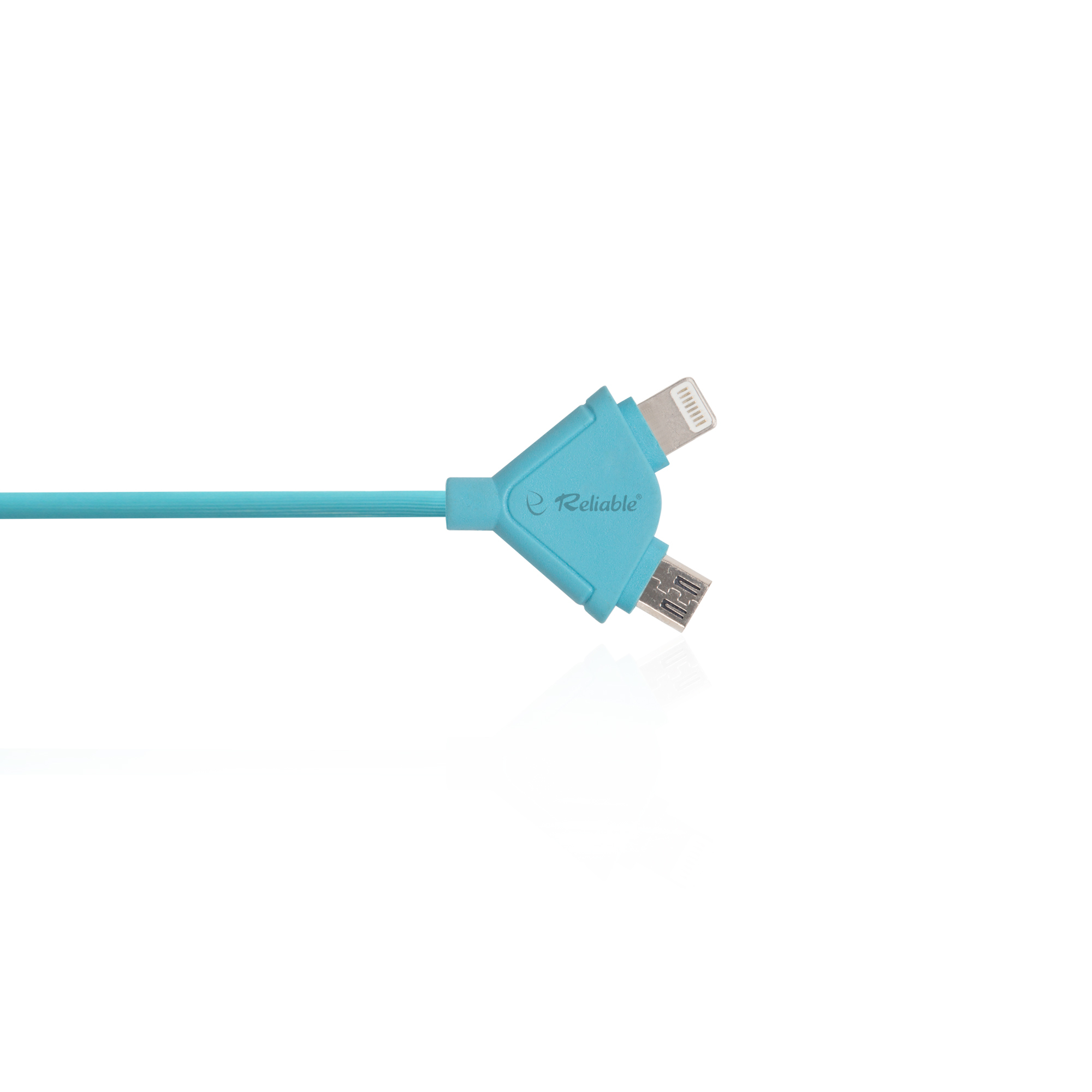 Iphone Cable(y Shape) (2 In 1) - Plastic And Rubber, 1m Length, Sky-blue Color, Fast Charging 2.4a, Durable Design For Long Term Use