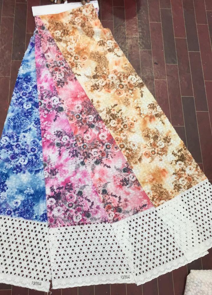 Printed Border Work Fabric - Cotton Material, All Colors | Ethnic Indian Style, Cool Dry Feature, Printed Pattern, Versatile Use