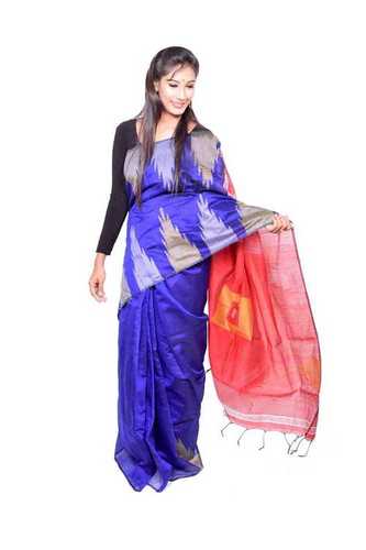 प्रिंटेड चंदेरी कॉटन सिल्क साड़ी