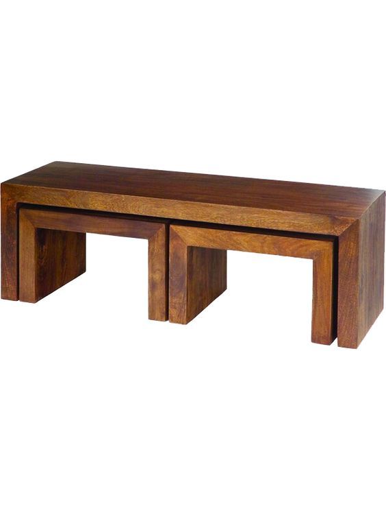 Cosmos Industrial Nesting Tables With Mango Wod Top
