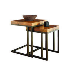 Cosmos Industrial Nesting Tables With Mango Wod Top