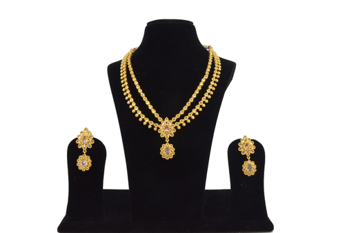 लेटेस्ट बॉलीवुड क्लासिक स्टाइलिश एंटीक रिवर्स अमेरिकन डायमंड एडी नेकलेस सेट / नेक पीस / माला