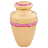 Blue Albion Mother Of Pearl Urn - Brass, 11" Height X 6" Diameter | Polished Finish, Durable Design, Threaded Secure Lid