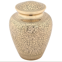 Metal Leaves Of Silver Cremation Urn