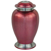 Bright Copperleaf Urn For Ashes - Metal, 10x8 Inches | Copper & Red Finish, Etched Brass Bands