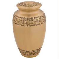 Dignity Gray Urn - Brass Material 11 Inches Tall X 7 Inches Diameter | Matte Gray With Gold Accent Secure Threaded Lid Honorary Religious Style