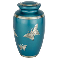 Dove Cremation Urn - 10" High X 6" Diameter | Shiny Red Aluminum With Mother Of Pearl Inset, Symbol Of Peace