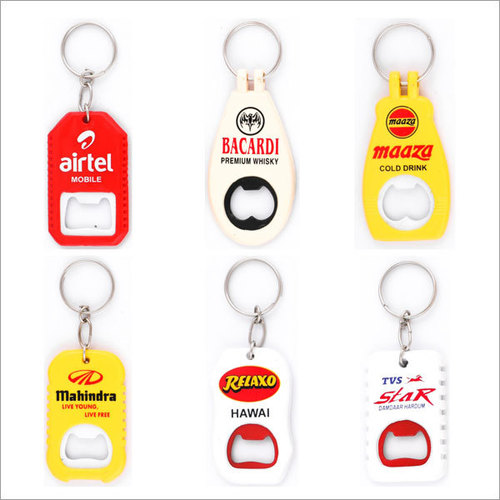 BOTTLE OPENER KEY CHAIN - Plastic, 2x1 Inches, White | Attractive Design, Durable Material, Customizable, Portable Keychain Opener