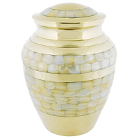 Platinum Elite Urn For Ashes - Metal 9.25" High X 7" Diameter Gold And Pewter Finish | Hand-etched Religious Design Elegant Threaded Lid For Adult Ashes