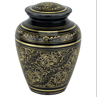 Platinum Elite Urn For Ashes - Metal 9.25" High X 7" Diameter Gold And Pewter Finish | Hand-etched Religious Design Elegant Threaded Lid For Adult Ashes