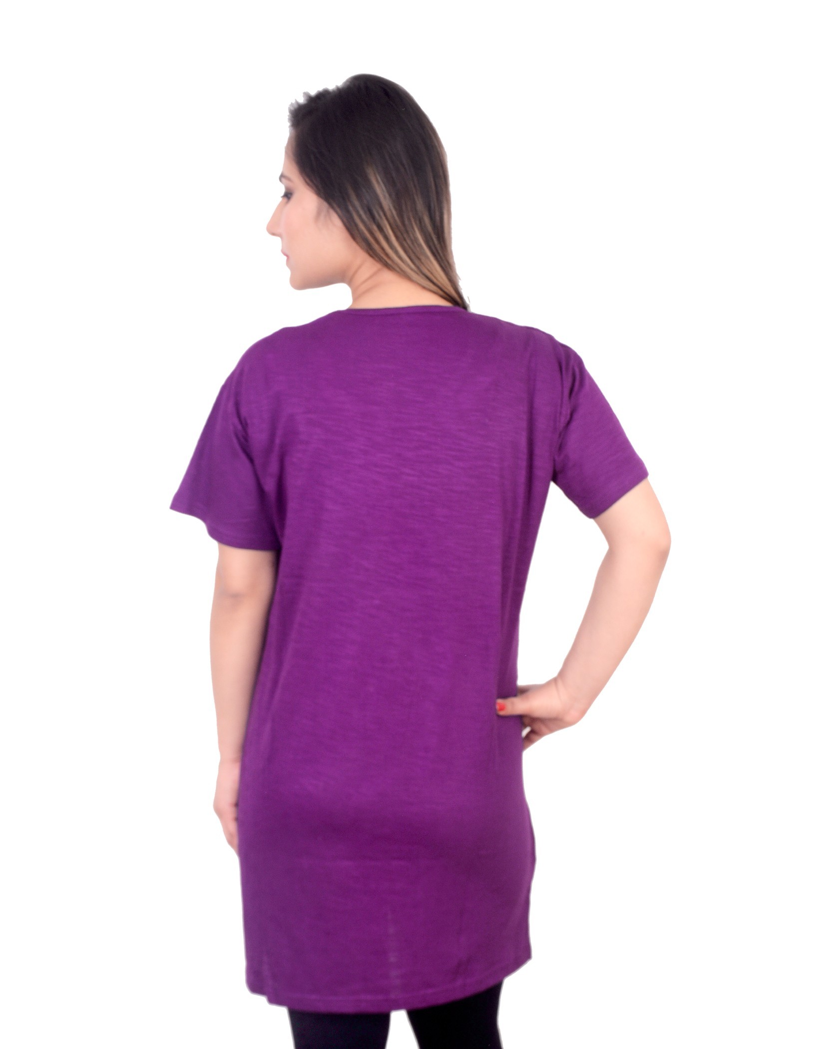 Purple Long Women Polo T-shirt