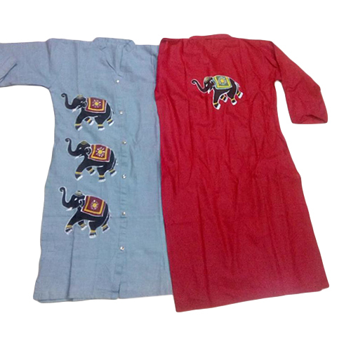 लंबी आस्तीन वाली हाथ से पेंट की हुई कुर्तियां