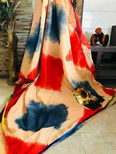 Summer Bagru Print Cotton Saree With Pom Pom