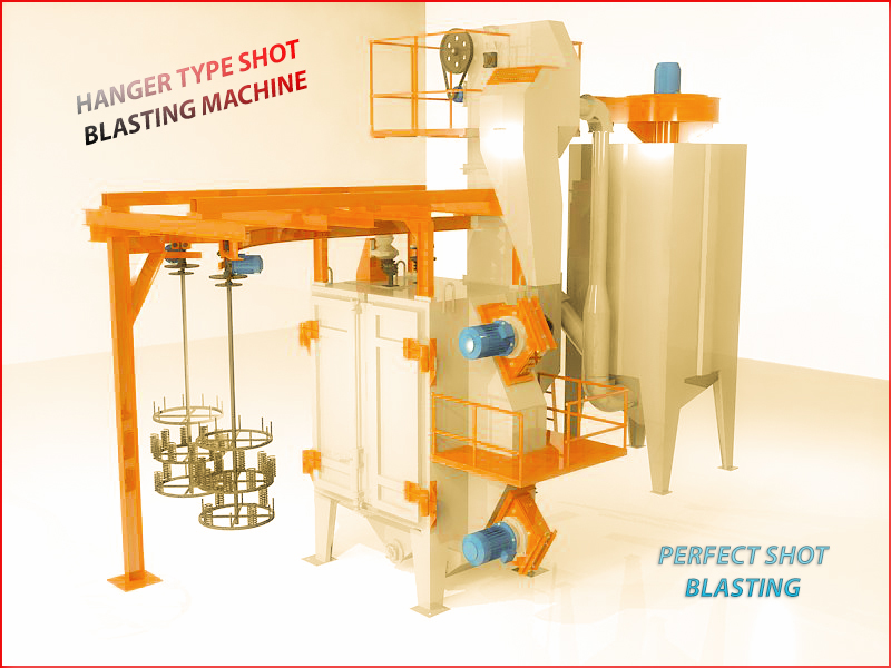 Blue & Green Hanger Type Shot Blasting Machine