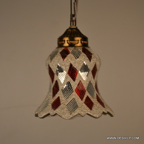 Multicolor Small Glass Mosaic Hanging Lamp