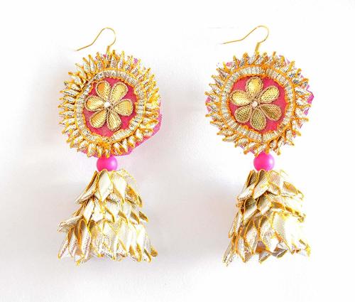 Royal Rajasthani Pink Gota Patti Earrings For Women & Girls