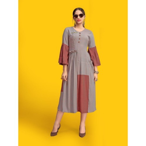 Embroidered Kurti - Rayon Fabric, Length 40-49 Inches, Bust Size 33-44 Inches | Alluring Design, Perfect Fit, 3-4th Sleeve Style, Versatile For Any Season