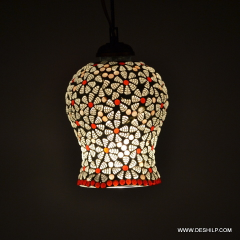 Multicolor White And Red Mosaic Glass Wall Hanging Lamp