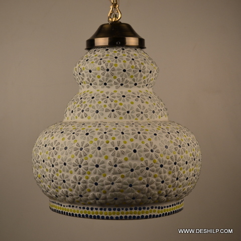 White Big Mosaic Glass Wall Hanging