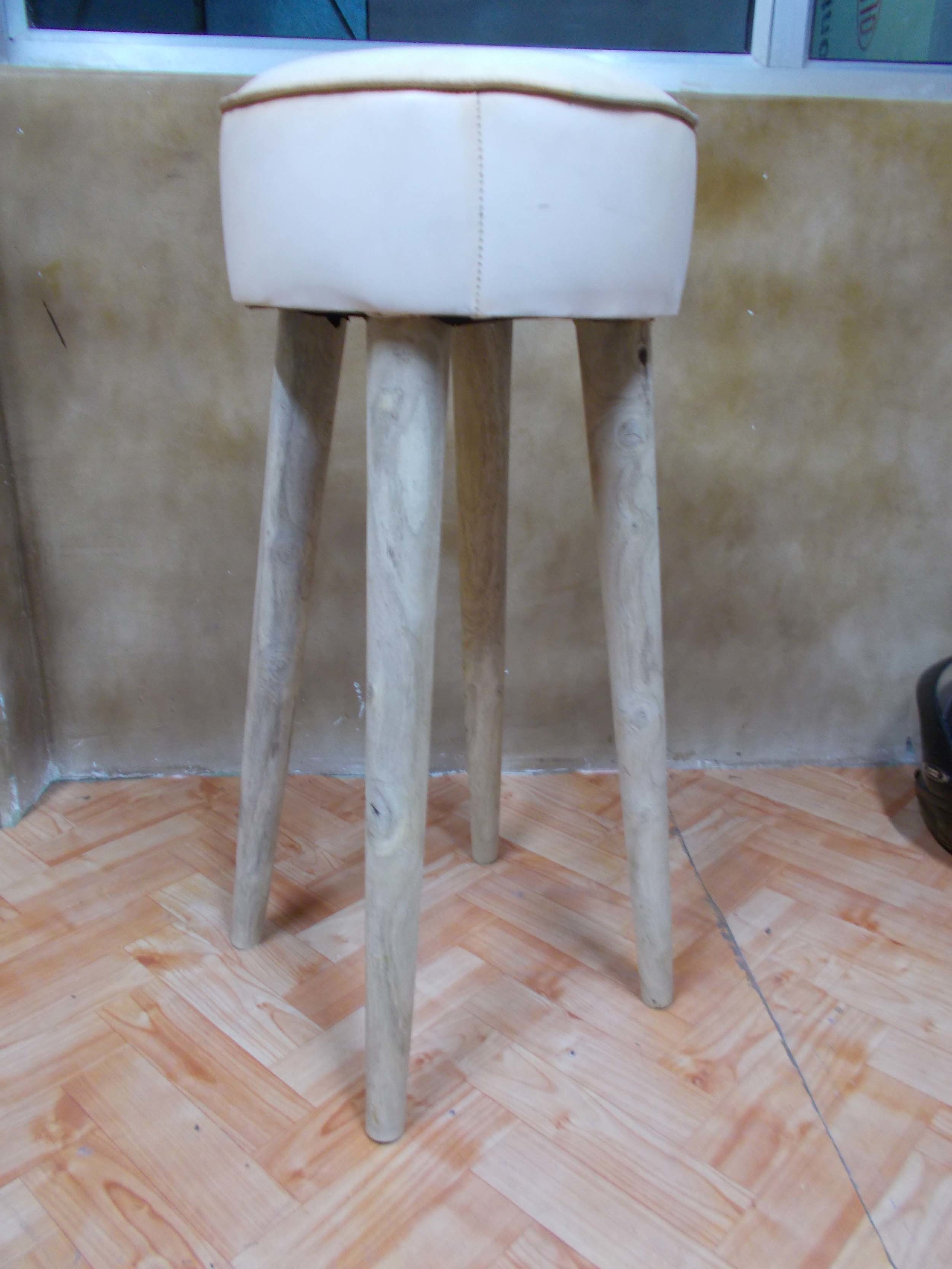 Cycle Bar Stool With Leather Seat No Assembly Required