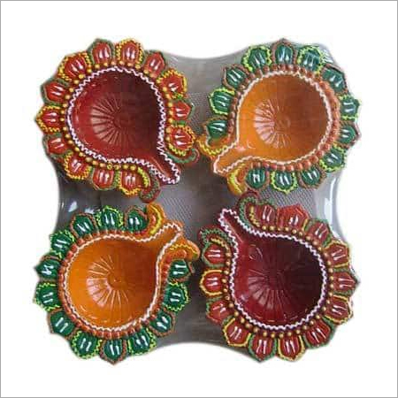 Handmade Clay Diya - Multi Color Round Shape | Ideal for Diwali and Home Decoration