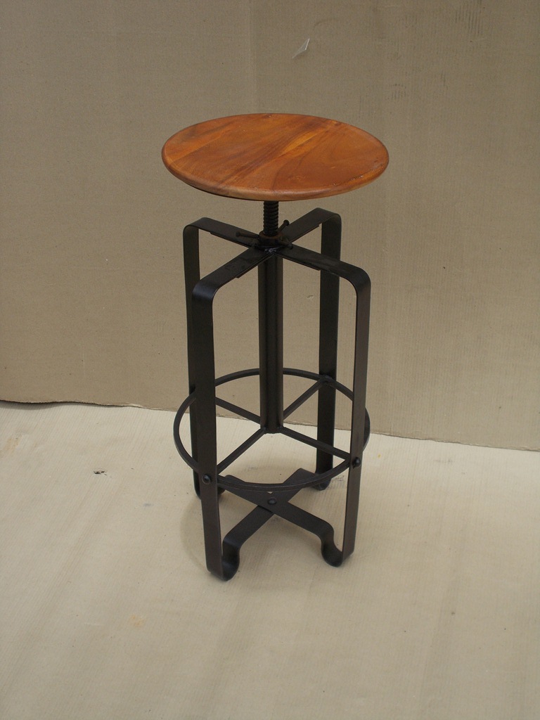Designer Bar Stools - Wood And Iron, 7x7x14 Inches | Smooth Glossy Finish, Elegant Alluring Design, Precision Polishing, No Assembly Required, Foldable For Easy Storage