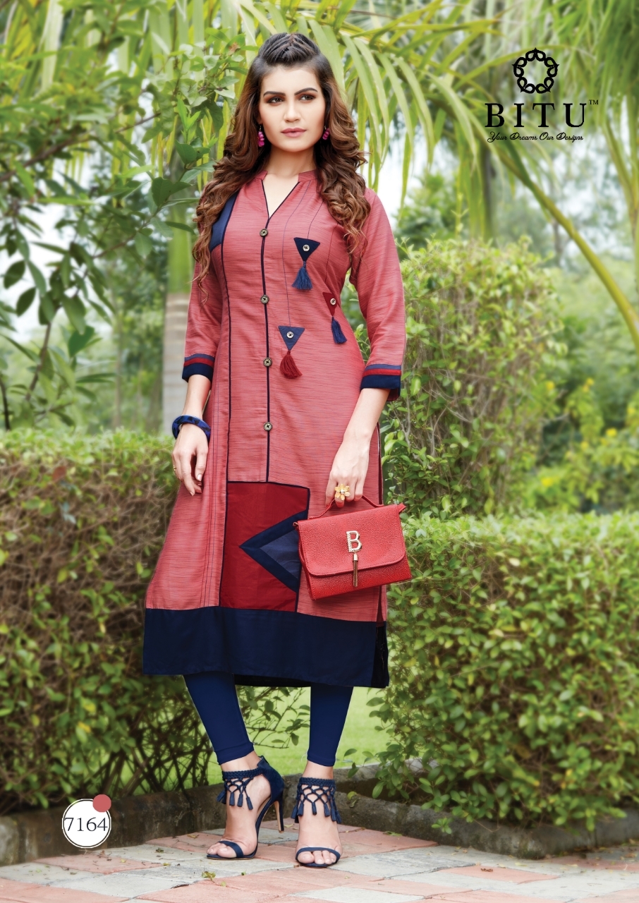 Rainy Bitu Designer Rayon Khadi Kurtis