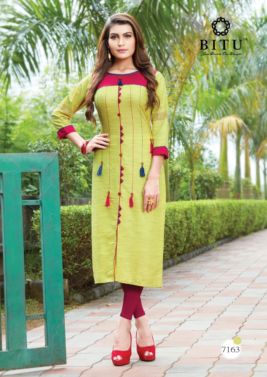 Rainy Bitu Designer Rayon Khadi Kurtis