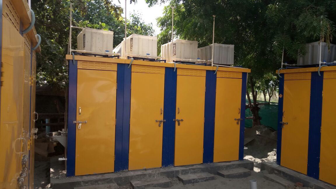 Portable Toilet Cabin - Tile And Cement Floor Material | Rustproof High Impact Resistance Easy Assembly Extreme Weather Resistance Fire And Water Proof Lightweight Heating And Sound Insulation High Tensile Strength