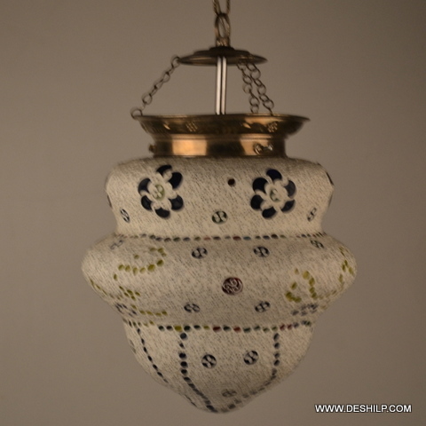 Multicolor Unique Shape Mosaic Glass Wall Hanging Lamp