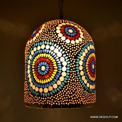 Multicolor Antique Design And Decor Glass Wall Hanging