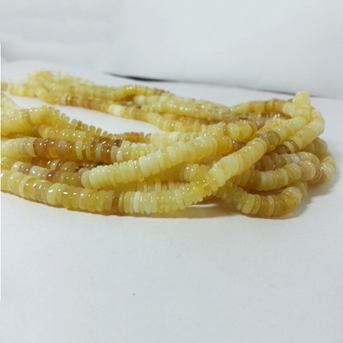 स्टोन नेचुरल येलो ओपल शेडेड प्लेन टायर बीड्स स्ट्रैंड