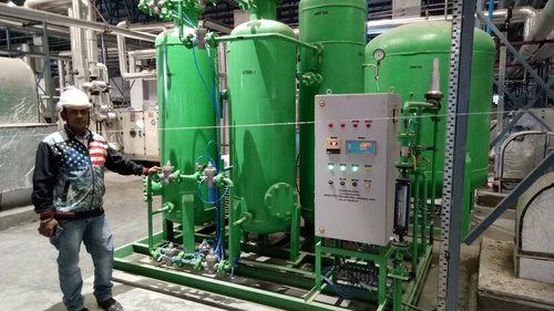PSA Nitrogen Plant - Mild Steel, 2.2x3.2x2.2 Meters, Green | Semi-Automatic, 93% Purity, PLC Control System, 500-600 Kg Weight