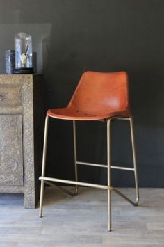 Bar Chair With Leather Seat And Pointed Legs Carpenter Assembly