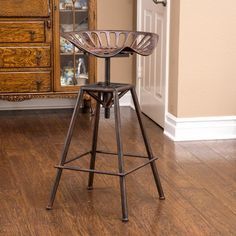 Iron Pipe Bar Chair With Adjustable Height Carpenter Assembly