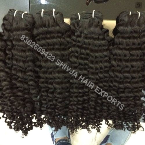Natural Curly Hair Weft - Weaving 8 to 34 Inch Length, Deep Wave Style in Brown and Black