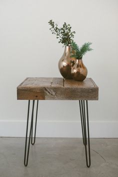 Reclaimed Wood Side Table - 10x12 Cm, Natural Finish | Antique Aesthetic, Smooth Glossy Surface, No Assembly Required