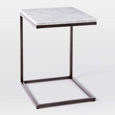 Glossy Iron Side Table - 13x7 Inches, Natural Color | Smooth Surface Finish, Elegant Design, No Assembly Required