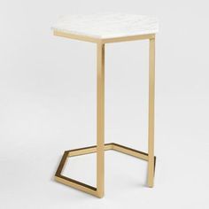 Glossy Iron Side Table - 13x7 Inches, Natural Color | Smooth Surface Finish, Elegant Design, No Assembly Required