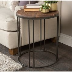 Glossy Iron Side Table - 13x7 Inches, Natural Color | Smooth Surface Finish, Elegant Design, No Assembly Required