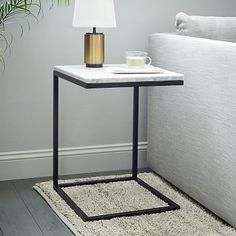 Glossy Iron Side Table - 13x7 Inches, Natural Color | Smooth Surface Finish, Elegant Design, No Assembly Required