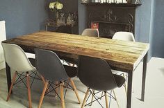 Industrial Reclaimed Wood Dining Table No Assembly Required