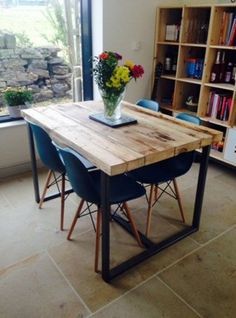 Industrial Reclaimed Wood Dining Table No Assembly Required